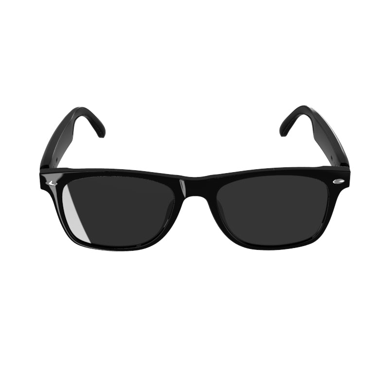 SENBONO E13 Smart Glasses Voice Control and Open Ear Smart Glasses Listen to Music and Calls Adjustable Volume Sports Sunglasses Rectangular Black BT5.0 Audio Glasses Suitable for Mountaineering, Cycling, Fishing Outdoor Sports