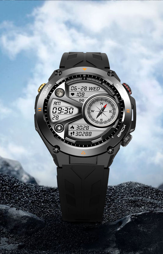 SENBONO Smart watch KC82 has built-in PGS positioning sports tracking altitude compass function AI voice assistant and Bluetooth call function and is suitable for fitness mountaineering daily life etc