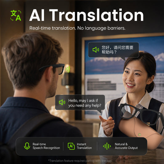 SENBONO MT5 Ultra AI Smart Camera Glasses: 8MP video recording, camera, object recognition, AI translation, wireless calling, Hi-Fi audio, dual-microphone noise reduction, smart camera glasses with built-in camera.