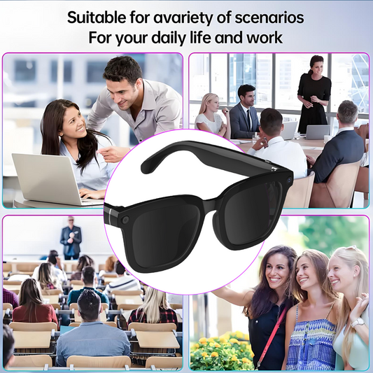 SENBONO V03 Smart ai glasses UV400 anti-ultraviolet round frame video call recording 5MP HD music playback ai object recognition sports smart outdoor sunglasses