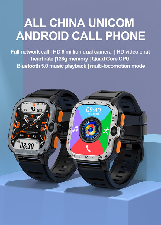 SENBONO Smart Dual-Camera Watch with Calling Functionality Supports 4G GPS navigation Video recording SMS heart rate Blood oxygen Blood pressure Monitoring multiple Sports modes and is a men's smart 4G watch