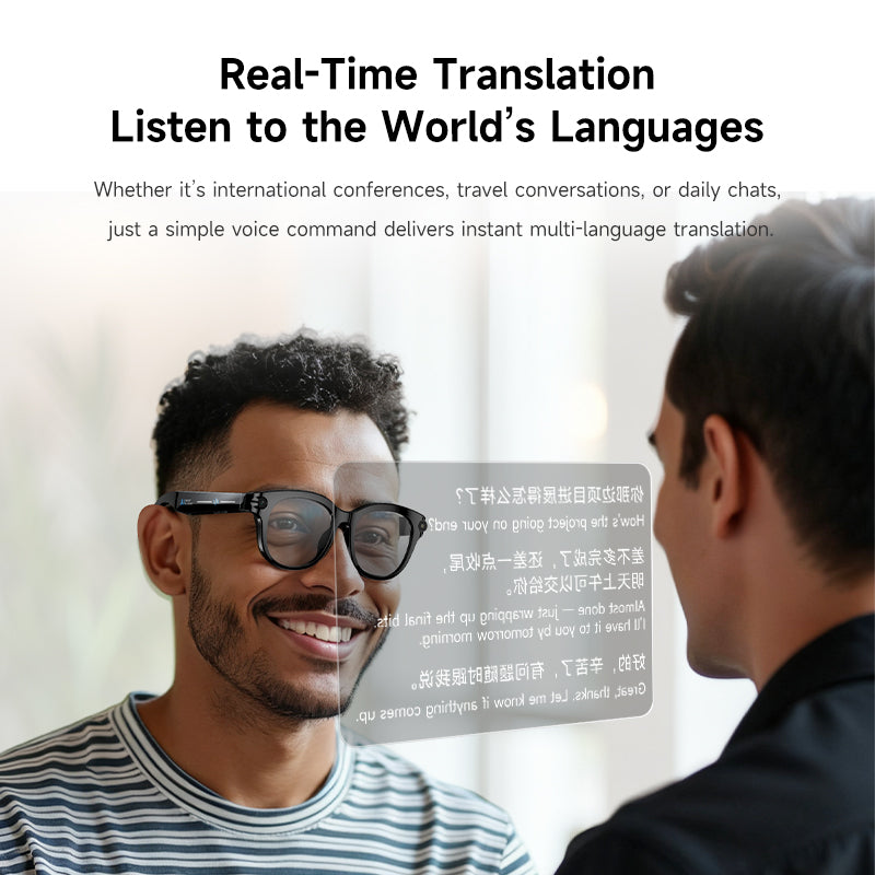 SENBONO M89 Smart Polarized Photochromic Glasses AI Real-time Translation HD Video Recording, Photography, Voice Assistant Type — Charging Unisex Color-Changing Smart Glasses