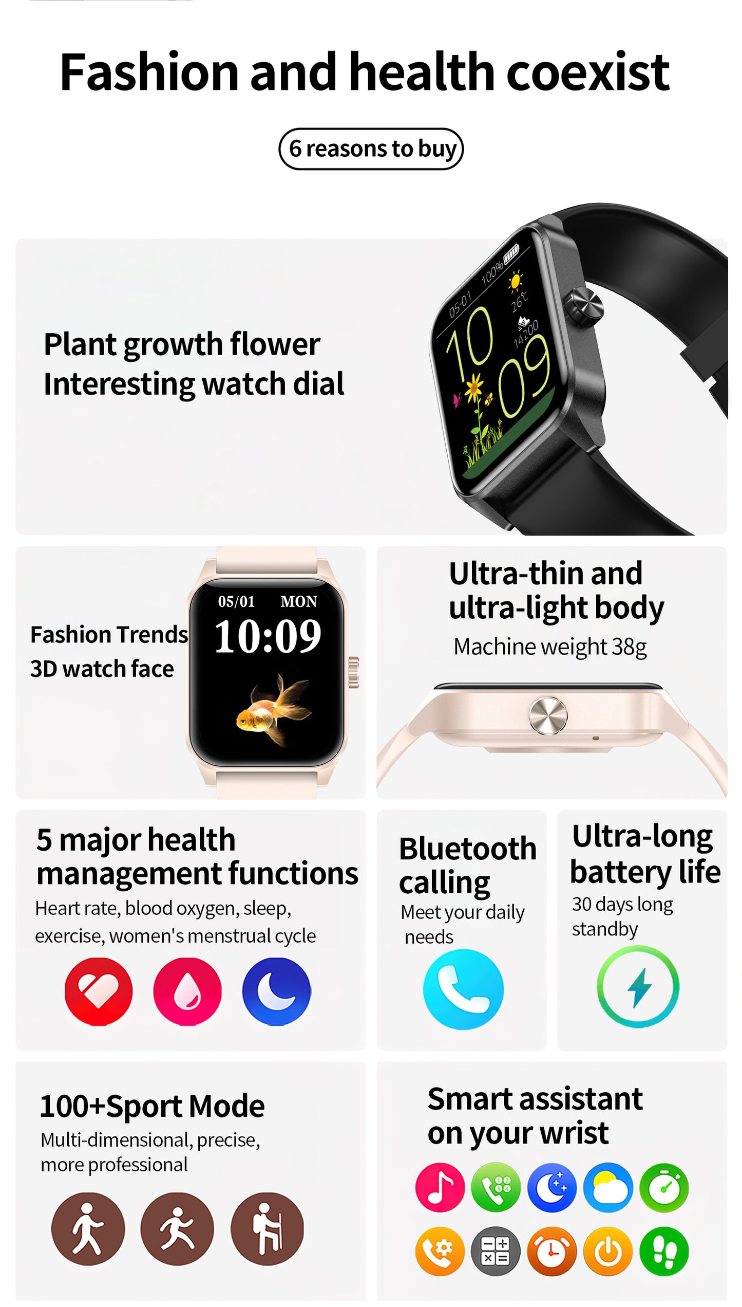 SENBONO Smart Watch V25Z Bluetooth Call 1.85 inches 240*284 HD large screen 3D dynamic dial 60HZ high refresh rate IP68 waterproof Daily use Message push Multiple health function monitoring