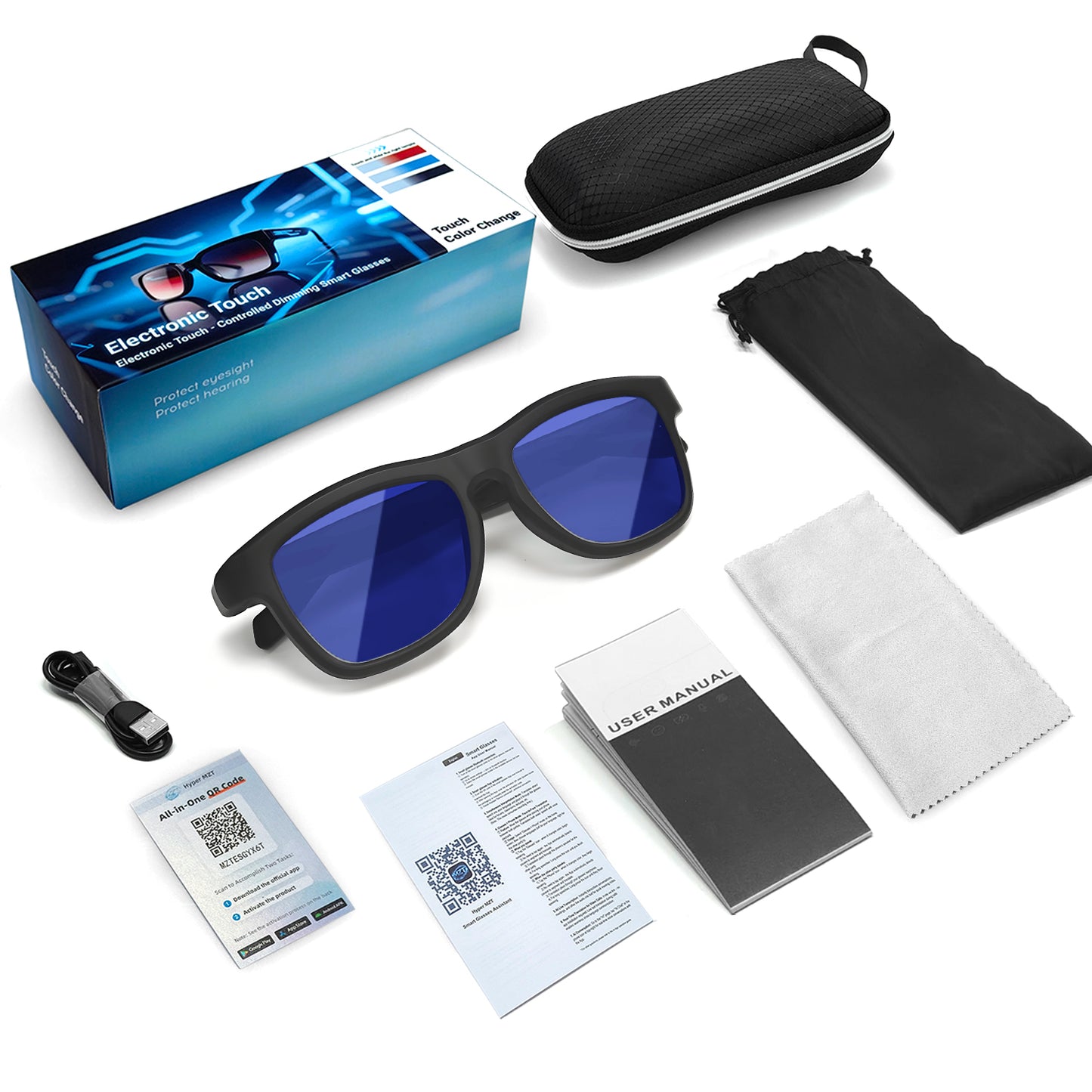 SENBONO Smart translation glasses GV90 lenses slide to change color UV400 anti-dizziness unilateral magnetic charging answering and making calls playing music and remote control photography