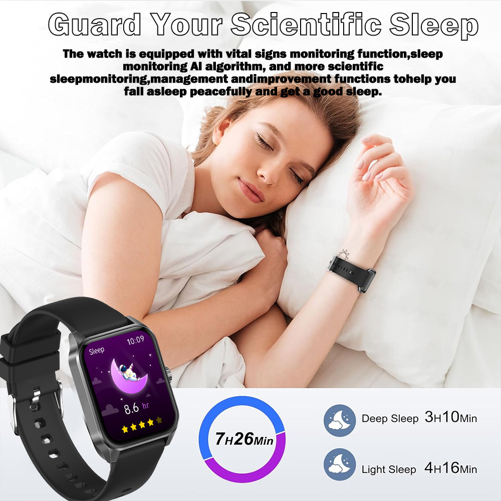 SENBONO Smart Watch V25Z Bluetooth Call 1.85 inches 240*284 HD large screen 3D dynamic dial 60HZ high refresh rate IP68 waterproof Daily use Message push Multiple health function monitoring
