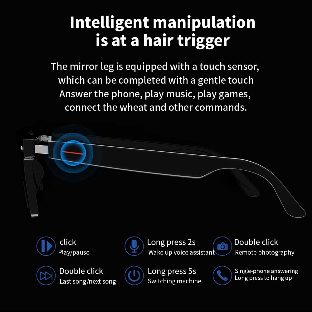 SENBONO Smart Glasses E13 Wireless BT 5.0 Sunglasses Outdoor Sport Hands-Free Call Music Headphone Anti-Blue Eyeglasses