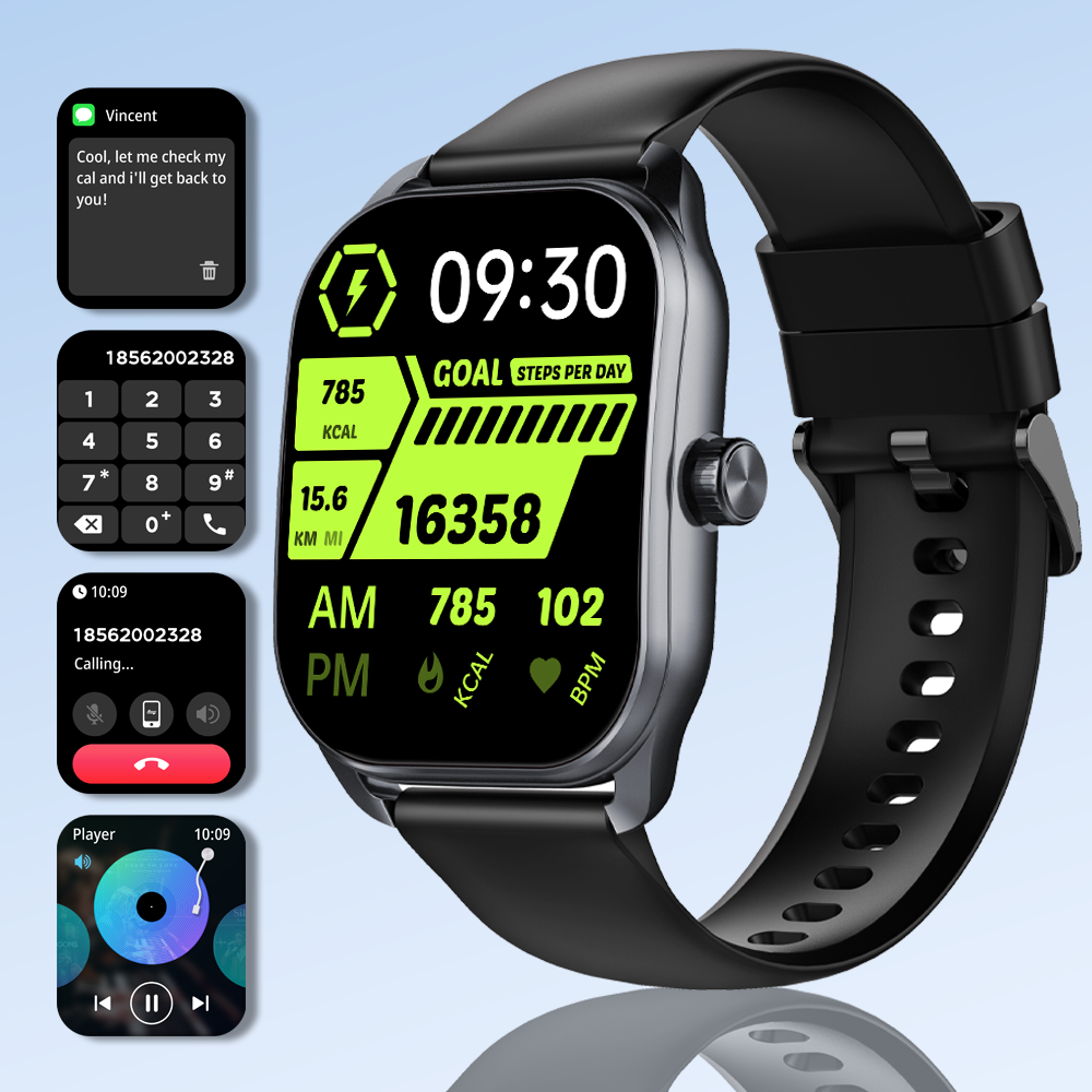 SENBONO Smartwatch JX629 curved 2.01-inch IPS screen 300mAh battery heart rate and blood oxygen monitoring Bluetooth 5.3+EDR compatible with Android and iOS