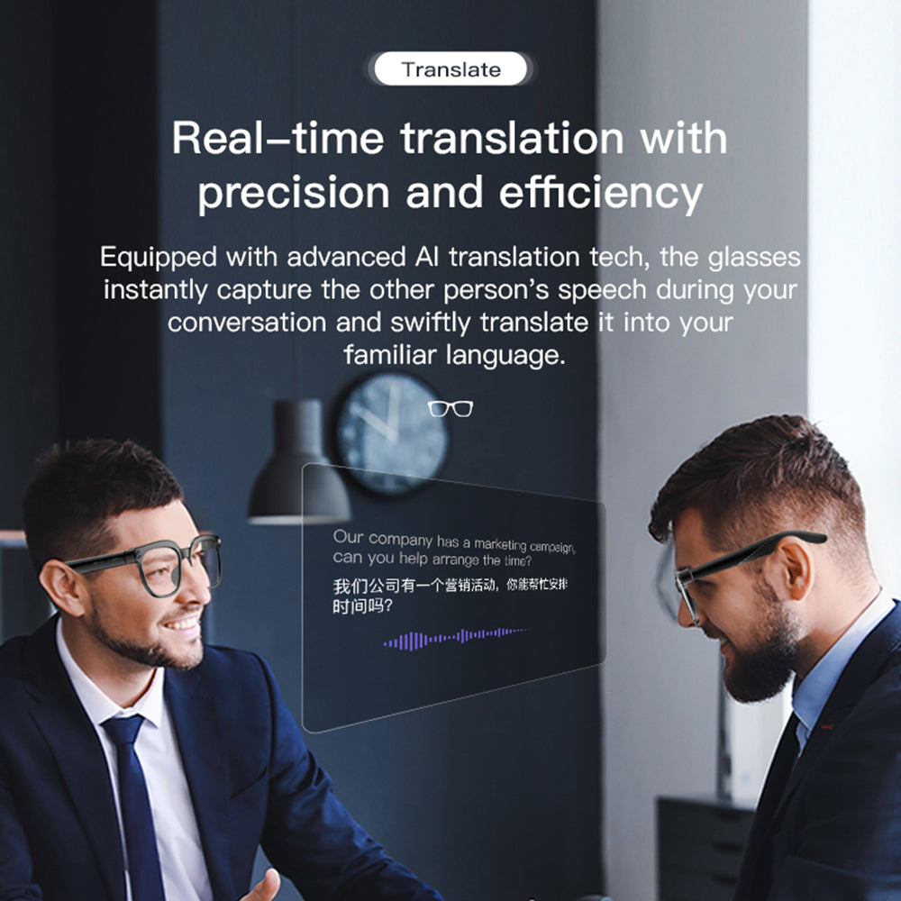SENBONO M02S AI Smart Translation Glasses 8MP camera object recognition Real-time translation Comfortable to wear Video recording, photography and sports sunshine glasses