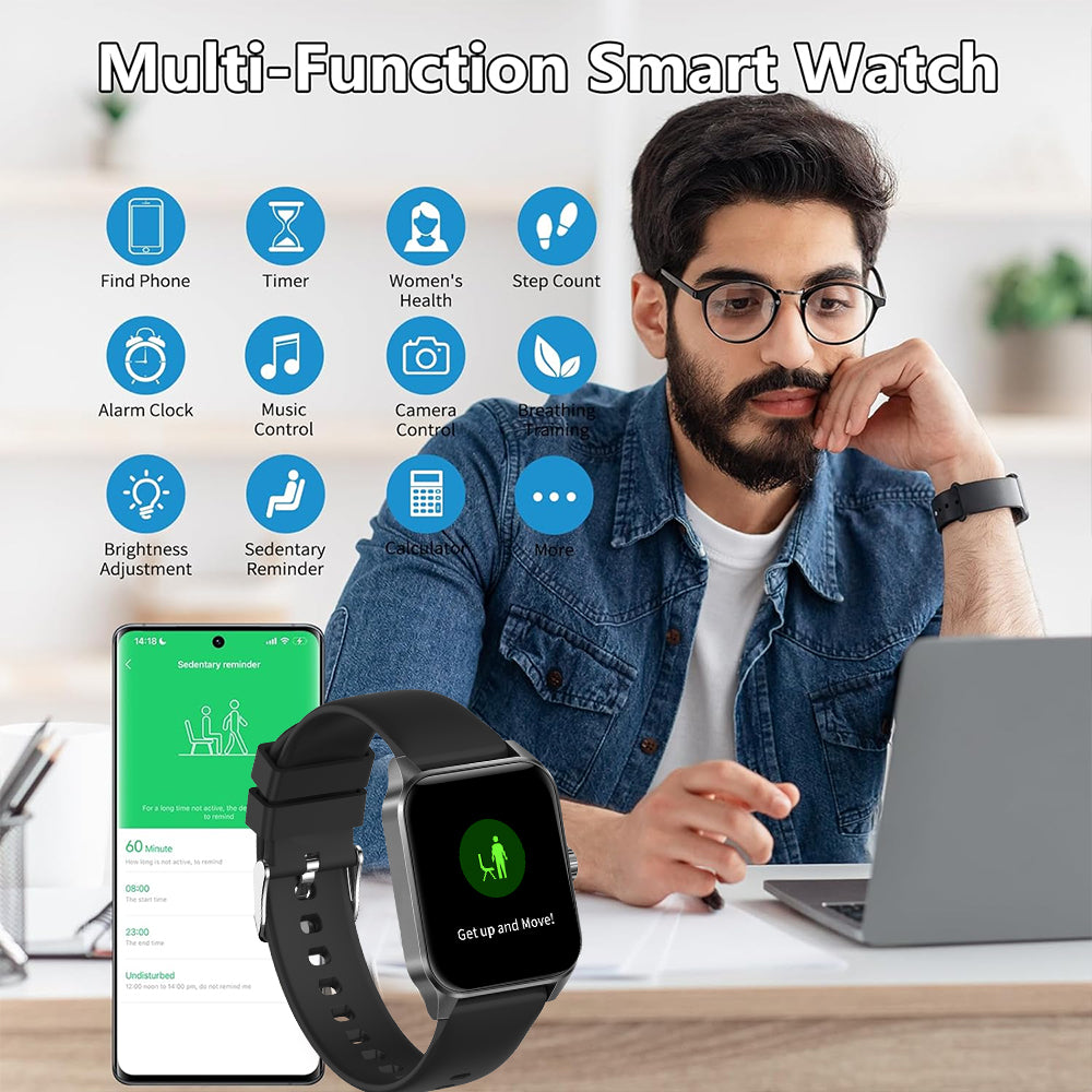 SENBONO Smart Watch V25Z Bluetooth Call 1.85 inches 240*284 HD large screen 3D dynamic dial 60HZ high refresh rate IP68 waterproof Daily use Message push Multiple health function monitoring