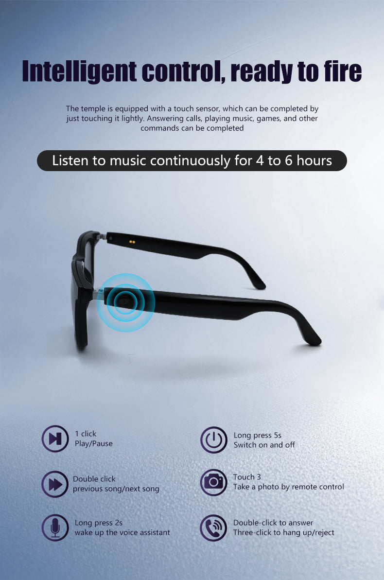 SENBONO GS05 Smart Glasses Detachable colored sunglasses Music control and remote photo taking function Voice assistant best choice for fishing and mountaineering