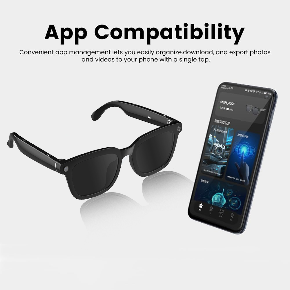 SENBONO V03 Smart ai glasses UV400 anti-ultraviolet round frame video call recording 5MP HD music playback ai object recognition sports smart outdoor sunglasses