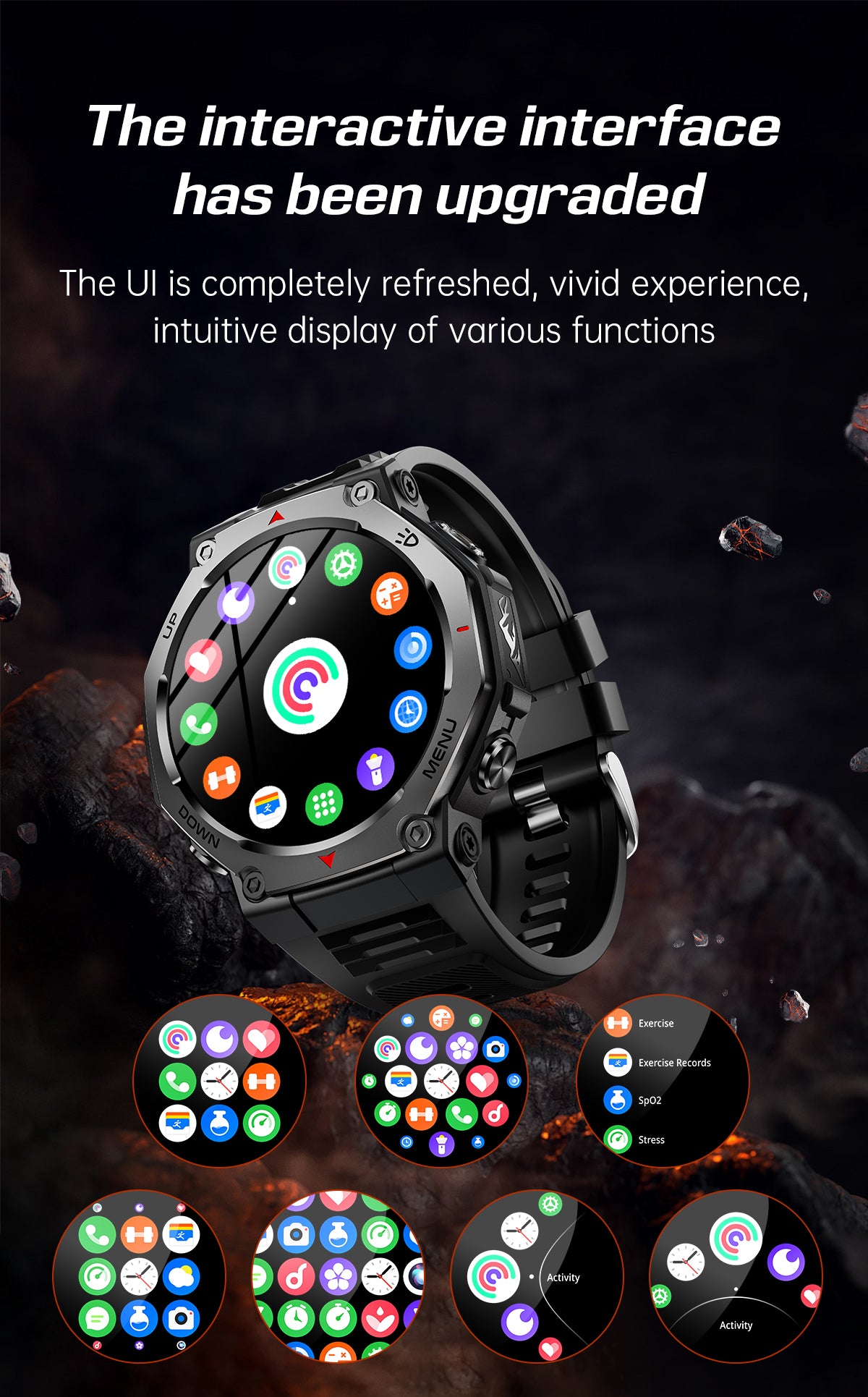 SENBONO Smart watch KT85 health tracker monitors women's heart rate and blood oxygen during menstruation, as well as outdoor sports data. Accurate record