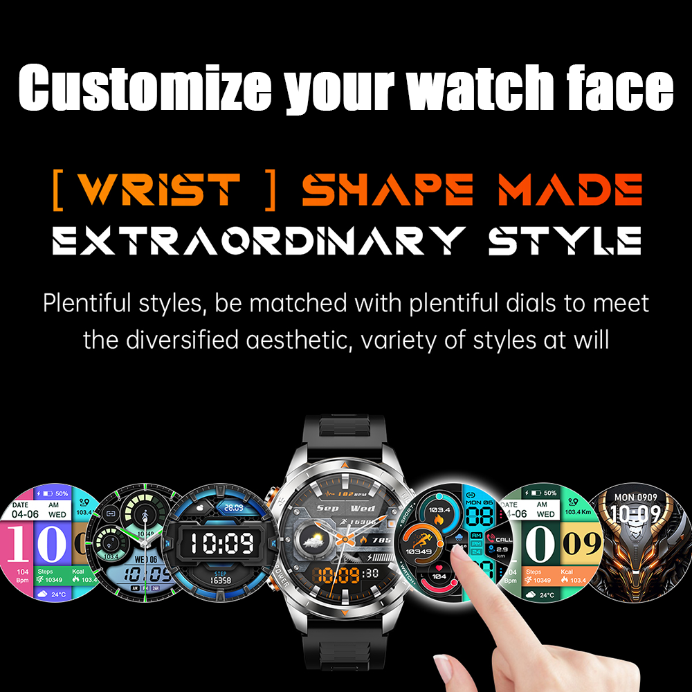 SENBONO KT80 Smartwatch 1.46-inch remote control camera full-screen touch heart rate blood oxygen pressure monitoring + exercise record + sleep / women's health management smartwatch