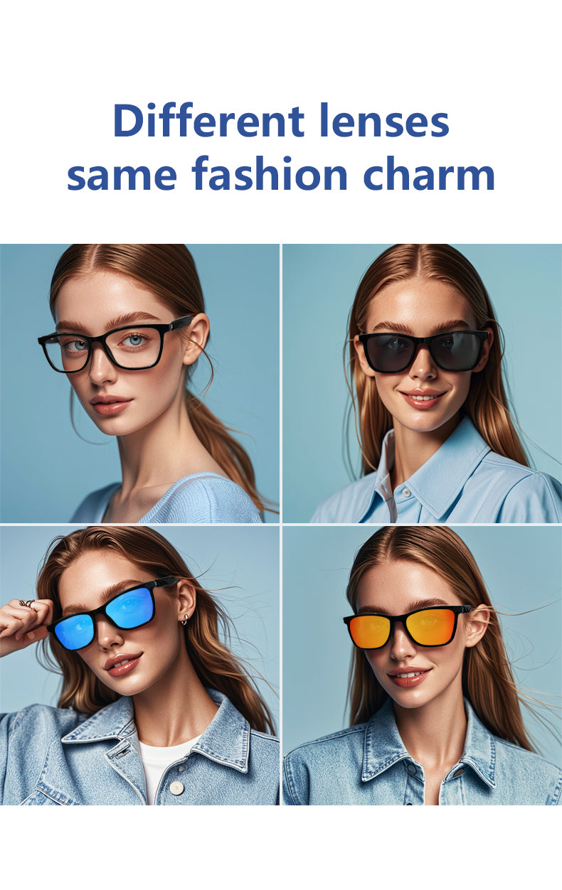 SENBONO GS05 Smart Glasses Detachable colored sunglasses Music control and remote photo taking function Voice assistant best choice for fishing and mountaineering