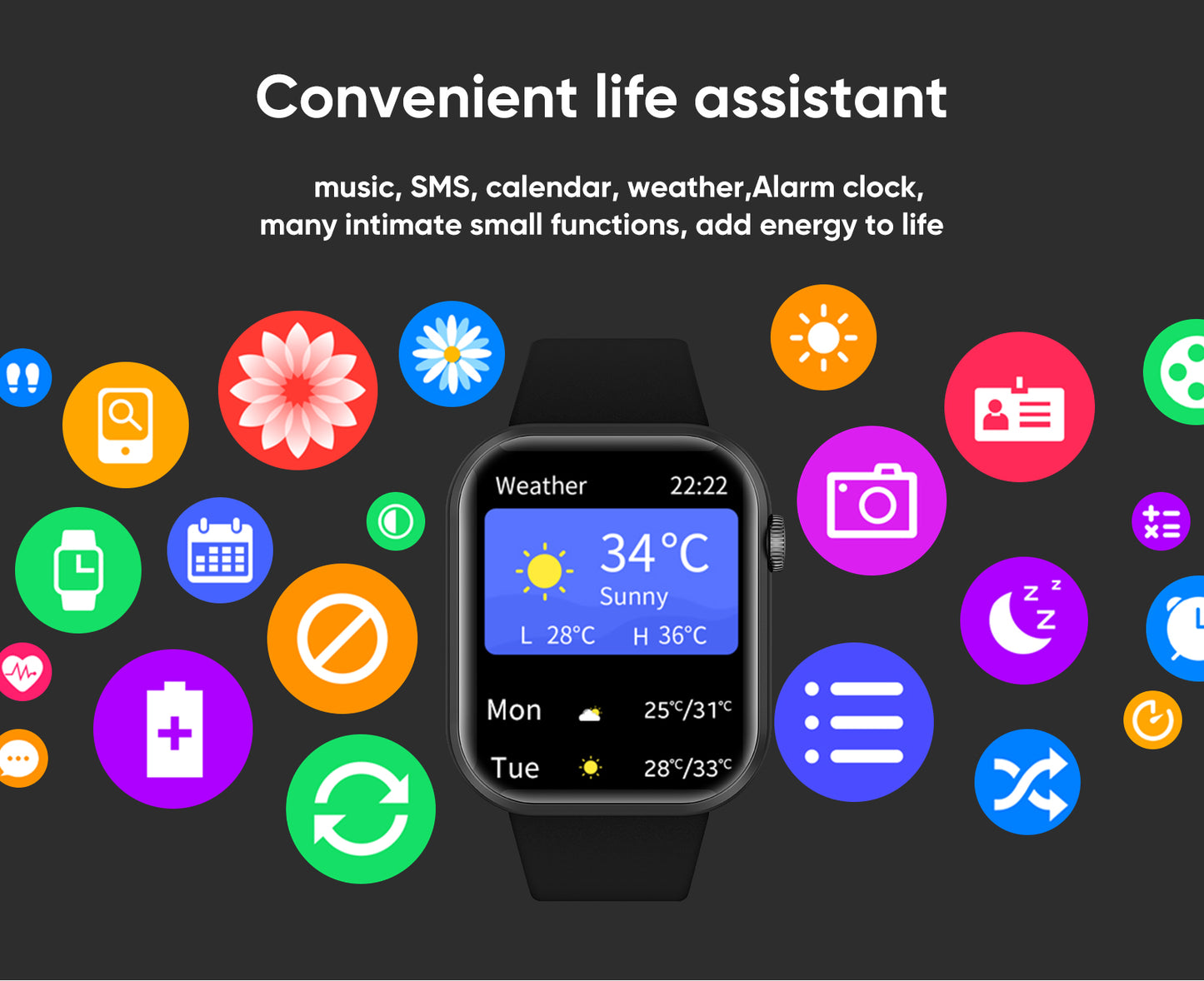 SENBONO Smartwatch life3 accurate heart rate/blood oxygen Monitoring ultra-long battery life + waterproof design, real-time running tracking and multi-sport mode recognition