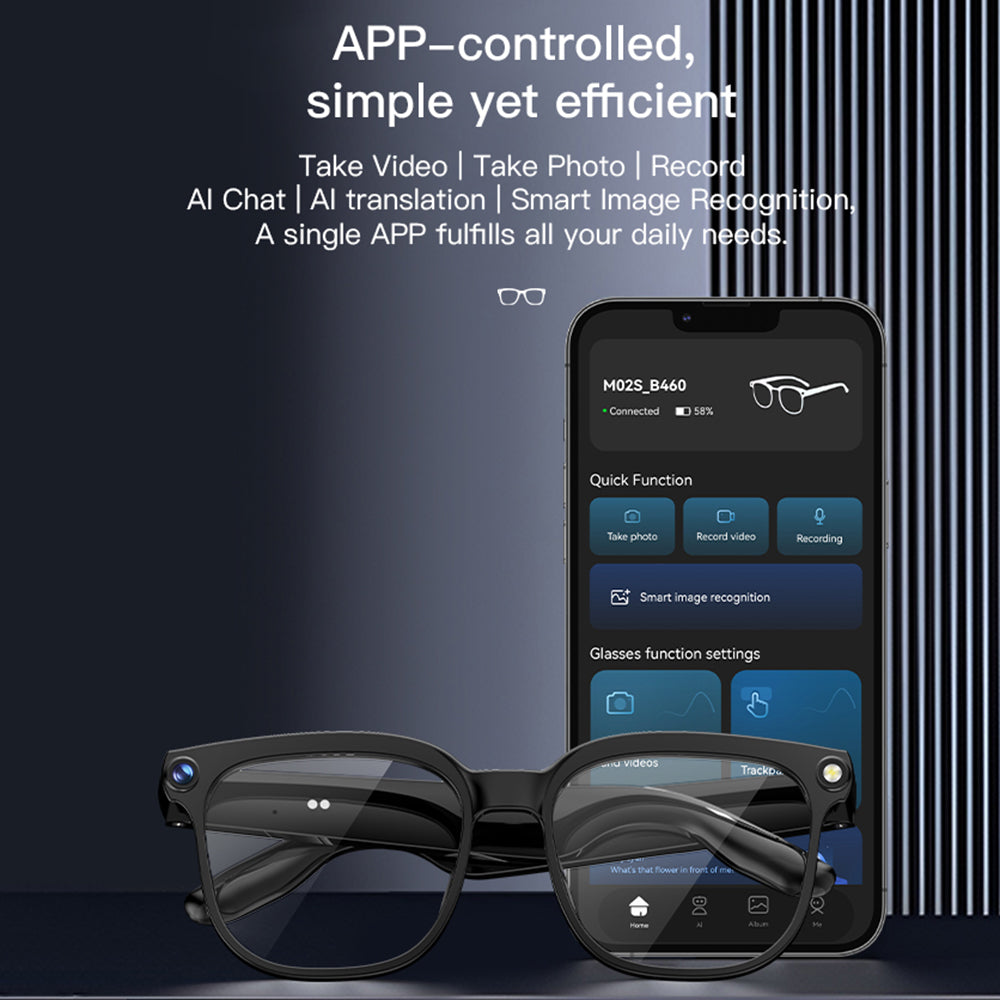 SENBONO M02S AI Smart Translation Glasses 8MP camera object recognition Real-time translation Comfortable to wear Video recording, photography and sports sunshine glasses