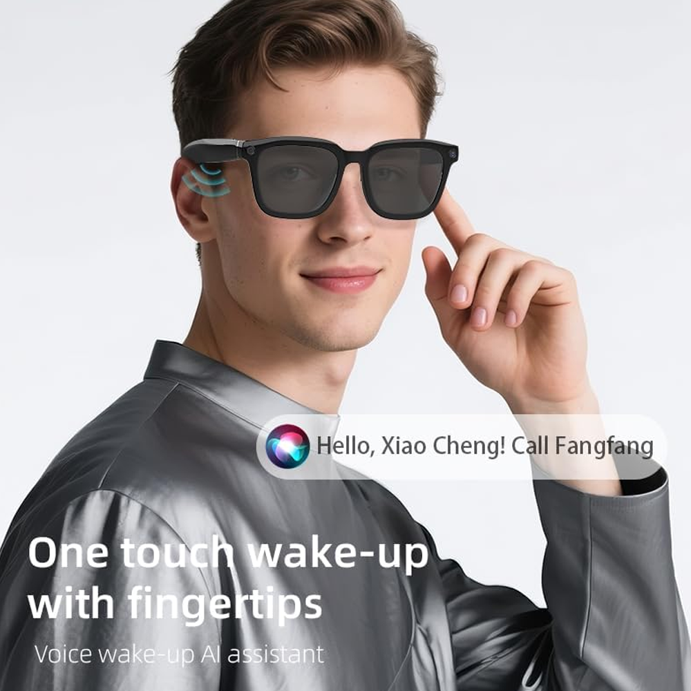 SENBONO V03 Smart ai glasses UV400 anti-ultraviolet round frame video call recording 5MP HD music playback ai object recognition sports smart outdoor sunglasses