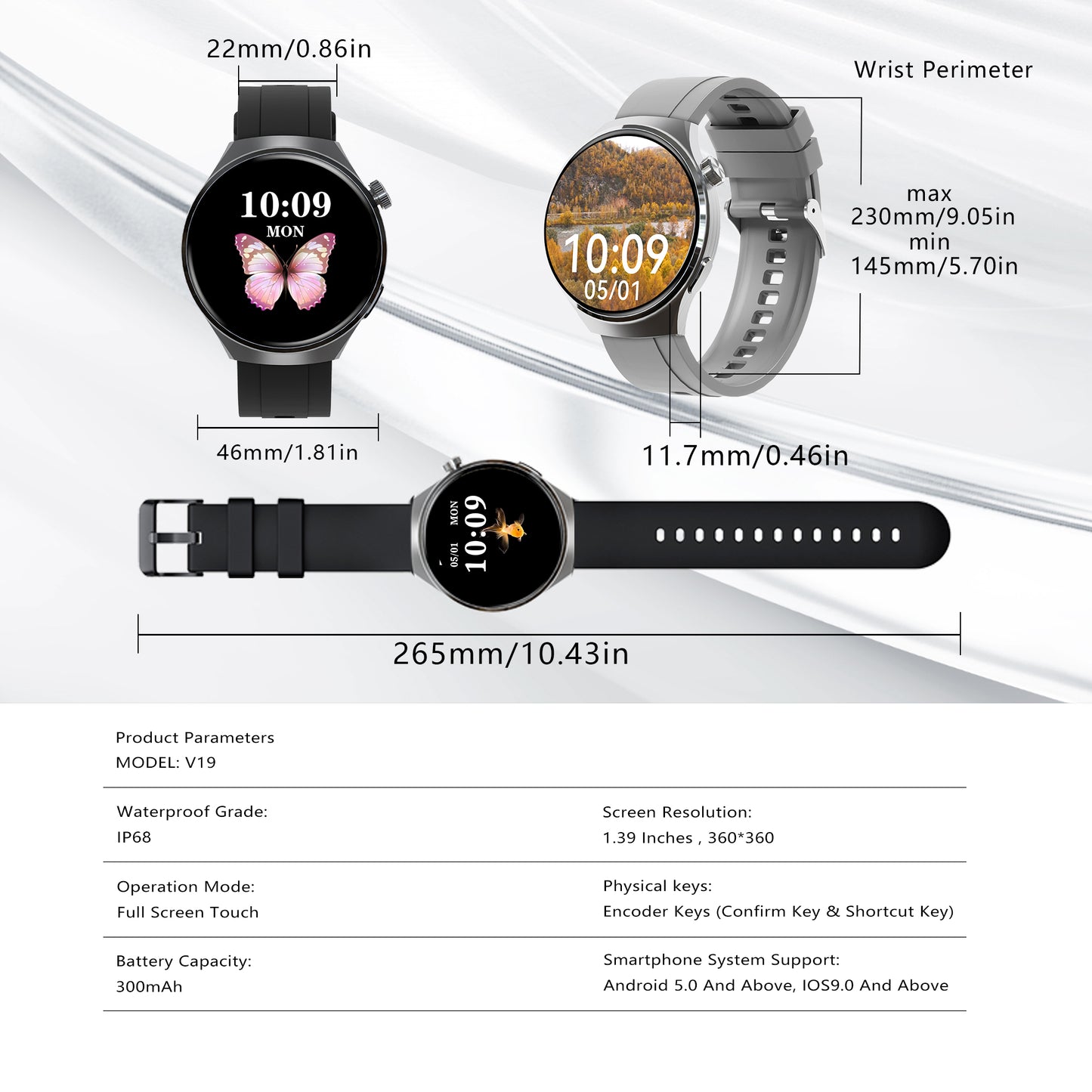 SENBONO V19 Smart watch Bluetooth wireless call 3D dial customized heart rate blood oxygen monitoring menstrual management sports outdoor smart watch