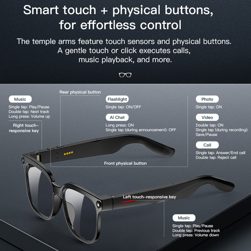 SENBONO M02S AI Smart Translation Glasses 8MP camera object recognition Real-time translation Comfortable to wear Video recording, photography and sports sunshine glasses