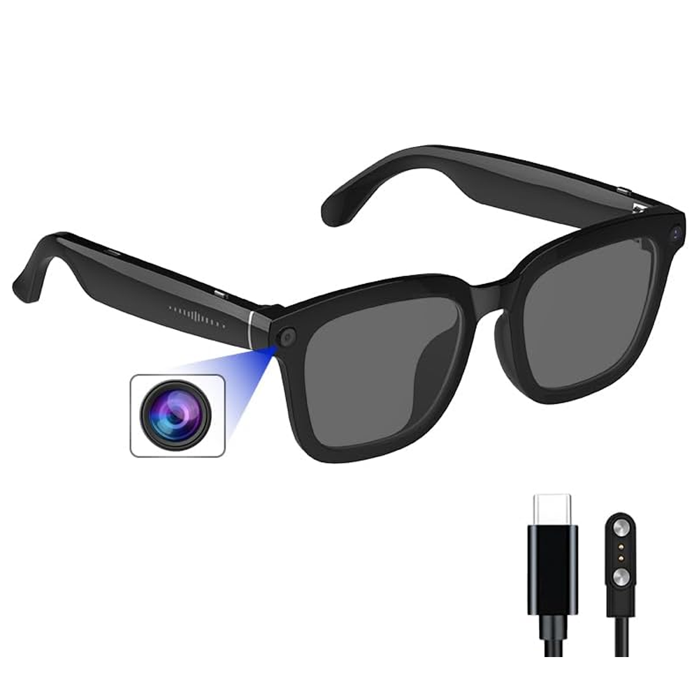 SENBONO V03 Smart ai glasses UV400 anti-ultraviolet round frame video call recording 5MP HD music playback ai object recognition sports smart outdoor sunglasses