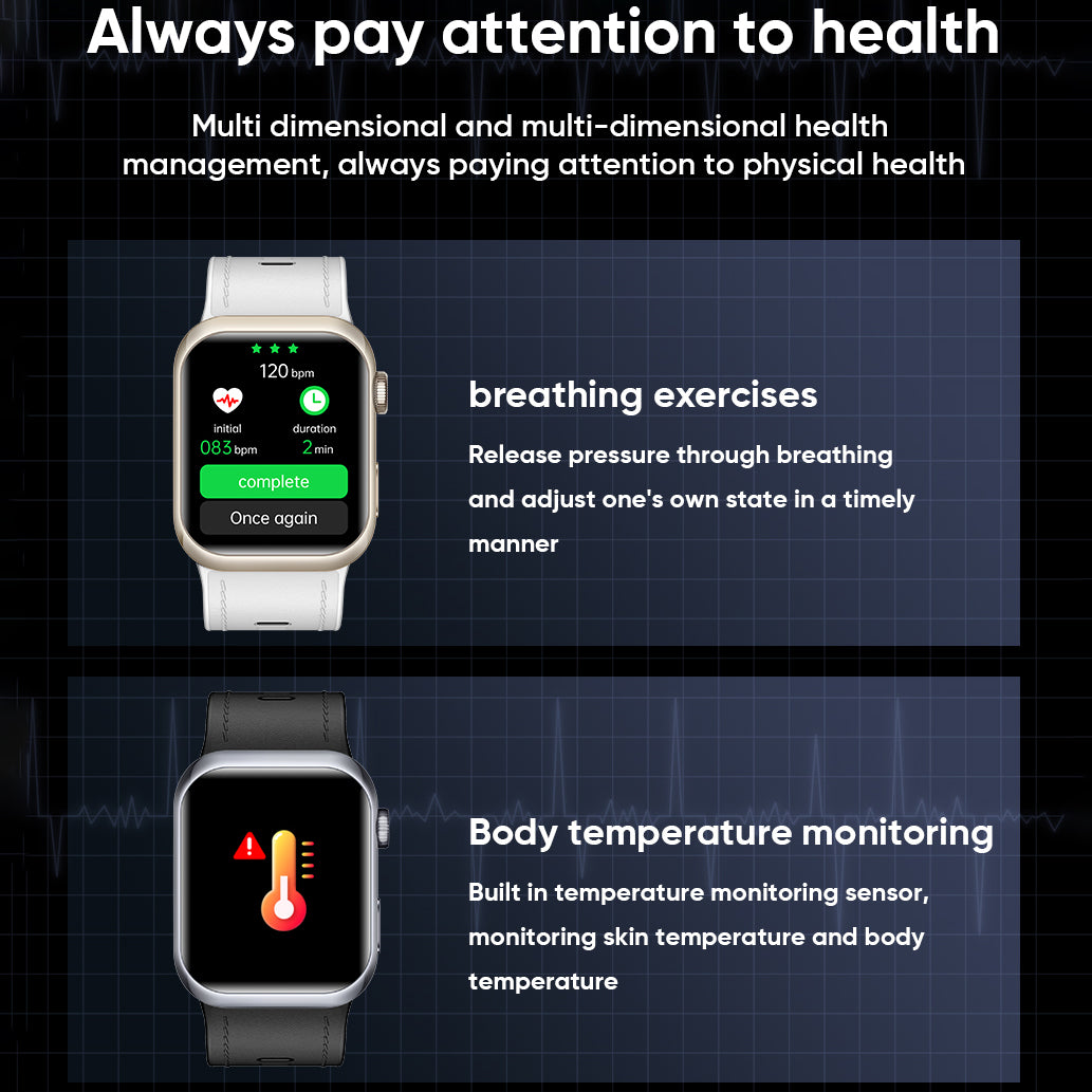 SENBONO MT115 smart watch integrates fitness tracking, wireless calling, air-pump blood pressure measurement, blood oxygen monitoring, and sleep monitoring functions, making it a health-focused smart watch suitable for both men and women.