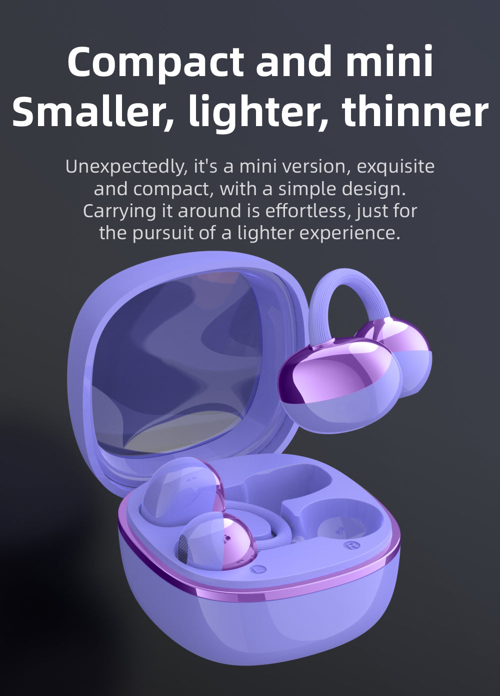 SENBONO Q11 Lightweight Clip-on Wireless Bluetooth Earphones - Open-ear design, stereo sound, high-definition calls, IPX4 waterproof and sweatproof, long standby time, low latency for gaming, compatible with both IOS and Android.