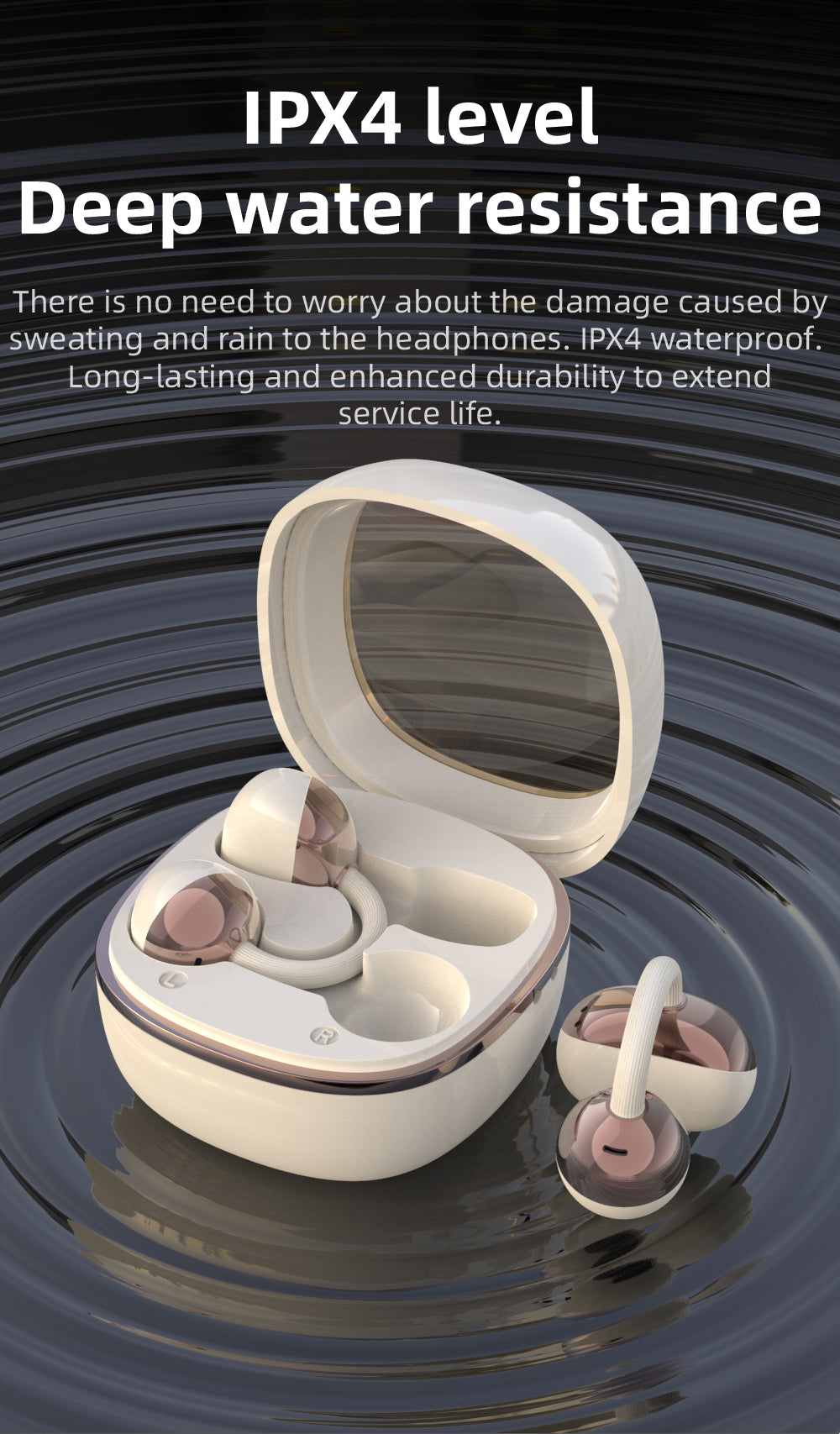 SENBONO Q11 Lightweight Clip-on Wireless Bluetooth Earphones - Open-ear design, stereo sound, high-definition calls, IPX4 waterproof and sweatproof, long standby time, low latency for gaming, compatible with both IOS and Android.