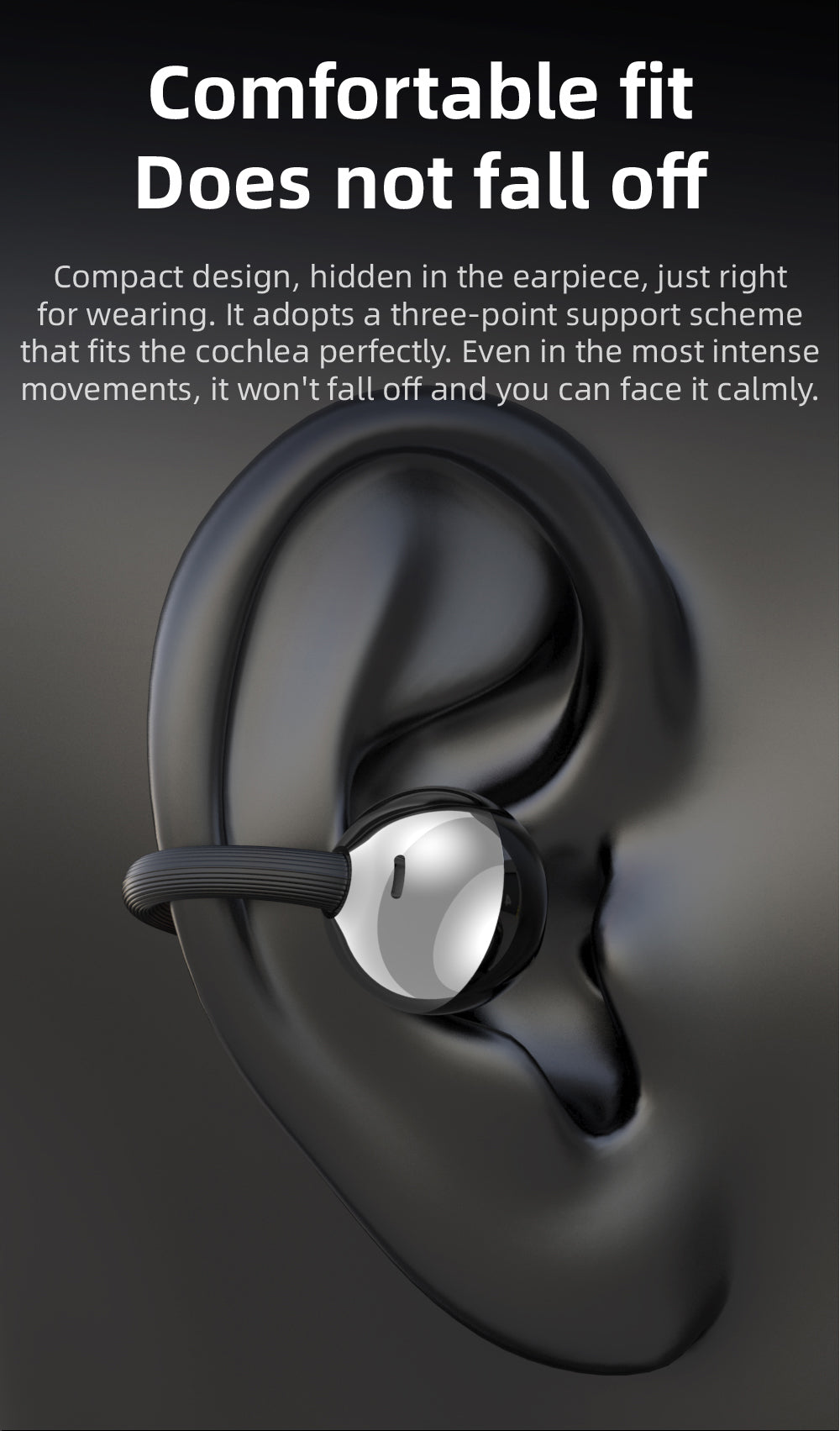SENBONO Q11 Lightweight Clip-on Wireless Bluetooth Earphones - Open-ear design, stereo sound, high-definition calls, IPX4 waterproof and sweatproof, long standby time, low latency for gaming, compatible with both IOS and Android.