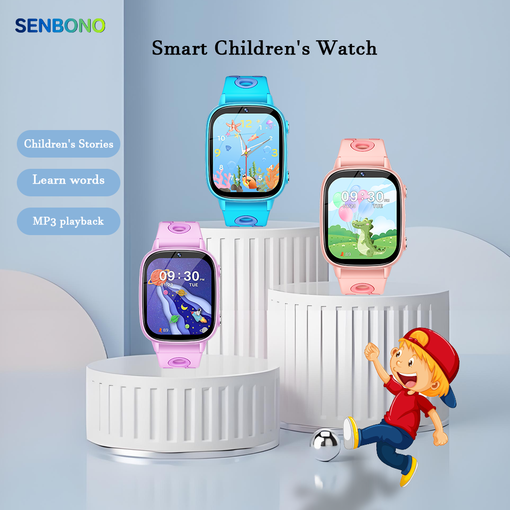 SENBONO smart children's M03 watch 1.8 inches, built-in camera, MP3 player, alarm clock, flashlight, children's story, learning words, children's smart watch