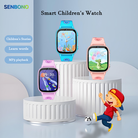 SENBONO smart children's M03 watch 1.8 inches, built-in camera, MP3 player, alarm clock, flashlight, children's story, learning words, children's smart watch