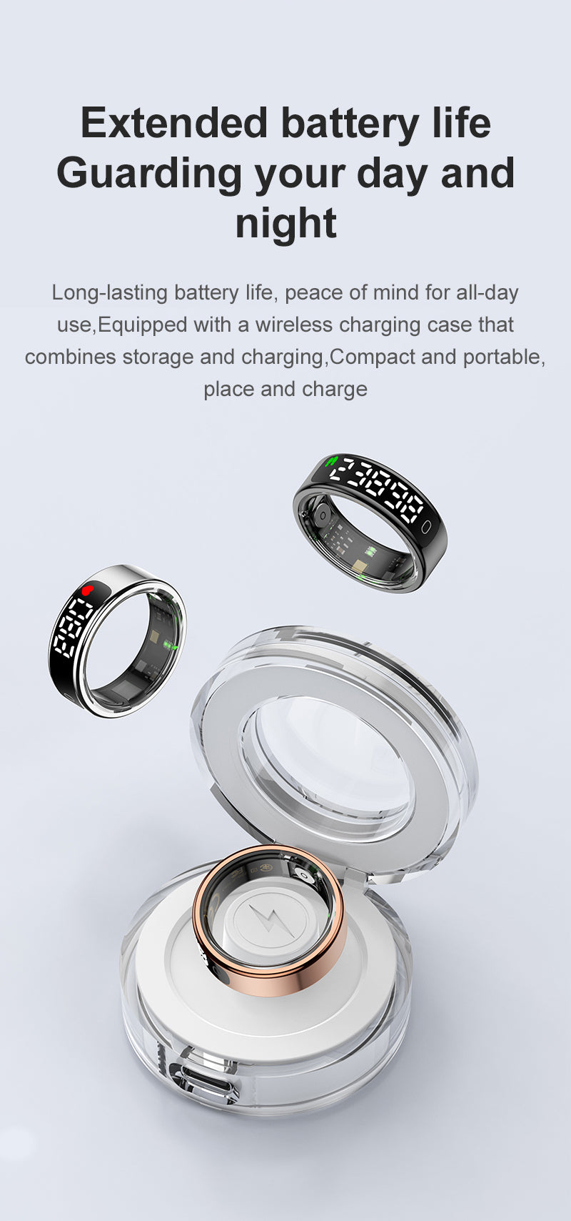 SENBONO R13 Smart Ring, Stainless Steel, Bluetooth 5.3, Health Monitoring, Gesture Interaction, Sleep Monitoring, Somatosensory Gaming, 5ATM Waterproof, High-End Fashion Smart Couple Ring