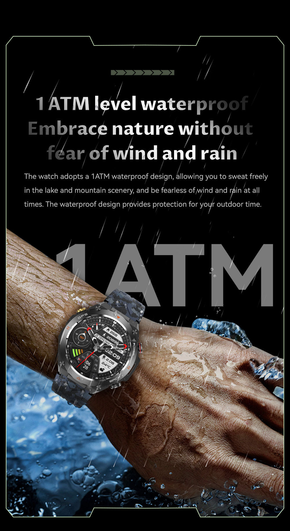 SENBONO Smart watch KC82 has built-in PGS positioning sports tracking altitude compass function AI voice assistant and Bluetooth call function and is suitable for fitness mountaineering daily life etc