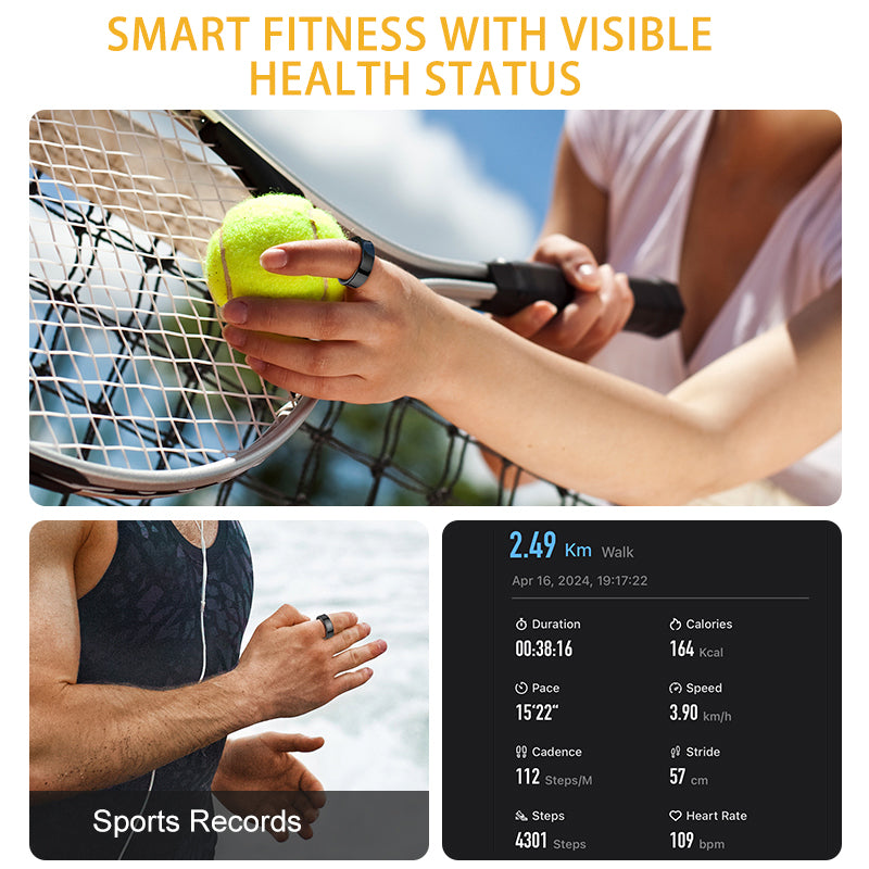 SENBONO R09 Smart Ring Health & Fitness Tracker with Heart Rate, Sleep Monitoring 5ATM Waterproof for Android & iOS
