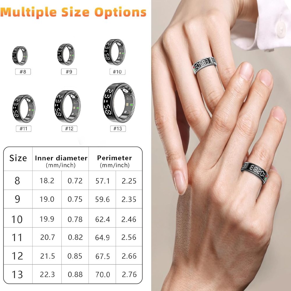SENBONO R13 Smart Ring, Stainless Steel, Bluetooth 5.3, Health Monitoring, Gesture Interaction, Sleep Monitoring, Somatosensory Gaming, 5ATM Waterproof, High-End Fashion Smart Couple Ring