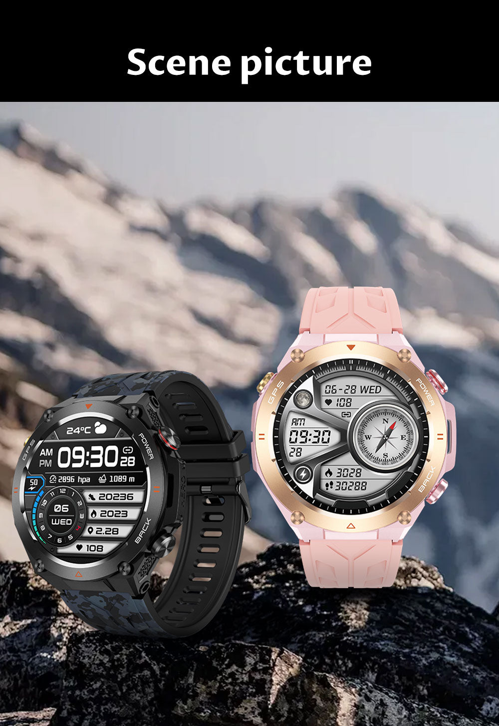 SENBONO Smart watch KC82 has built-in PGS positioning sports tracking altitude compass function AI voice assistant and Bluetooth call function and is suitable for fitness mountaineering daily life etc