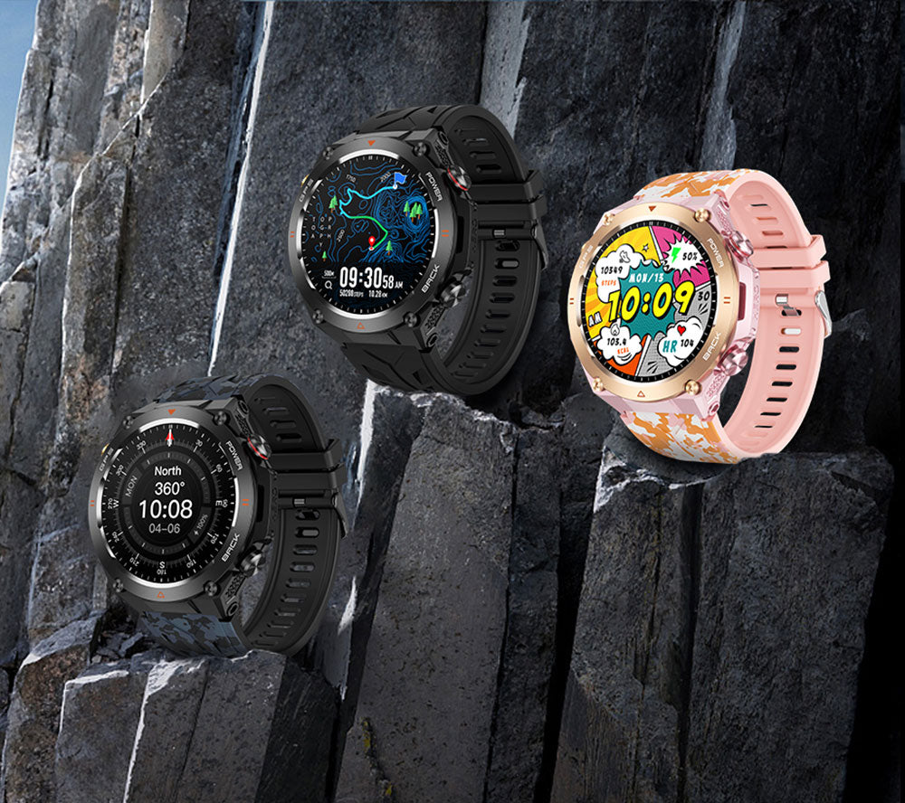 SENBONO Smart watch KC82 has built-in PGS positioning sports tracking altitude compass function AI voice assistant and Bluetooth call function and is suitable for fitness mountaineering daily life etc