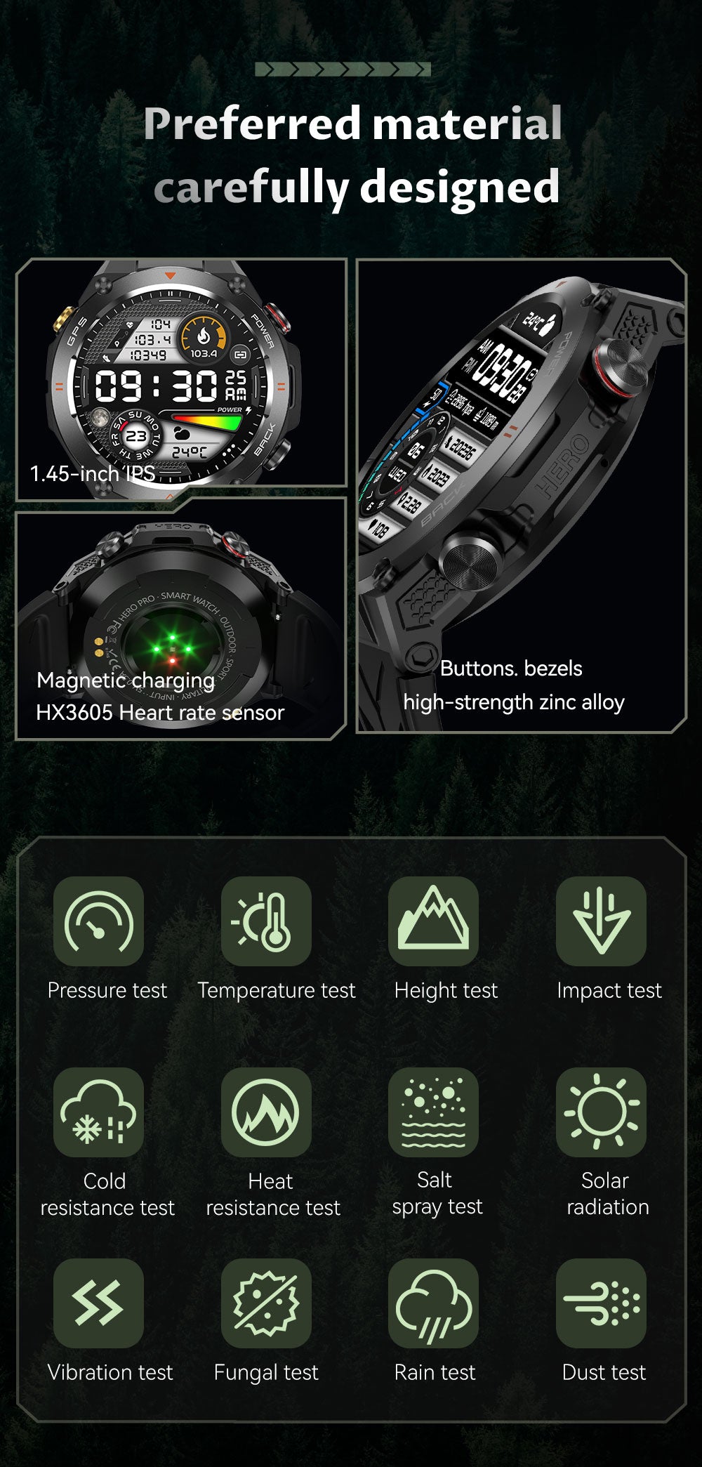 SENBONO Smart watch KC82 has built-in PGS positioning sports tracking altitude compass function AI voice assistant and Bluetooth call function and is suitable for fitness mountaineering daily life etc