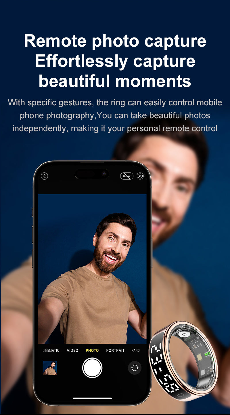 SENBONO R13 Smart Ring, Stainless Steel, Bluetooth 5.3, Health Monitoring, Gesture Interaction, Sleep Monitoring, Somatosensory Gaming, 5ATM Waterproof, High-End Fashion Smart Couple Ring