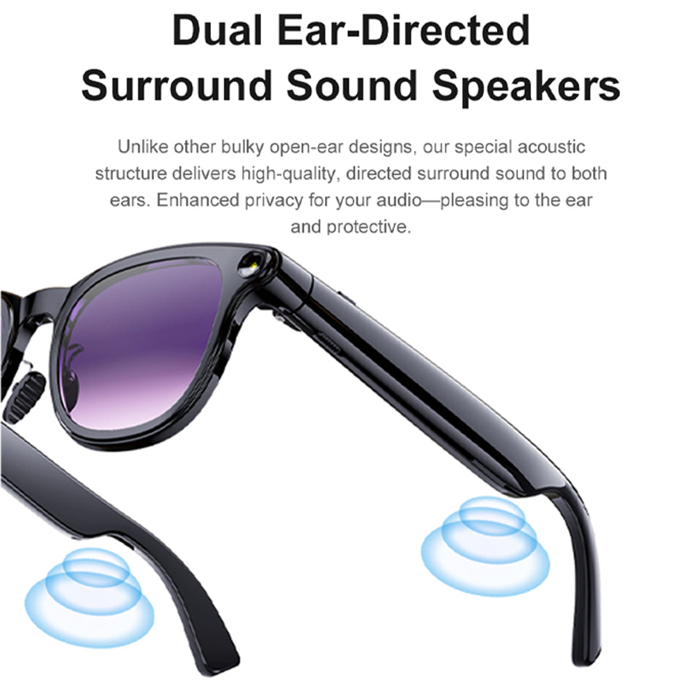 SENBONO Smart Translation Glasses A2 are equipped with an 8MP high-definition camera (GPT large model), an AI translation assistant, Bluetooth calling with dual microphones and noise reduction, and are compatible with Android and iOS systems.