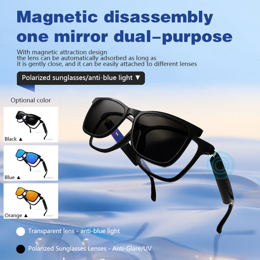 SENBONO GS05 Smart Glasses Detachable colored sunglasses Music control and remote photo taking function Voice assistant best choice for fishing and mountaineering