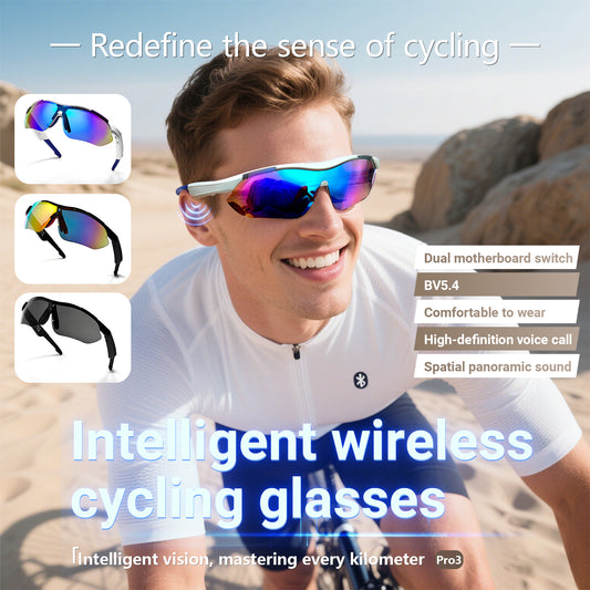 SENBONO Smart Glasses QYPRO3 color lenses volume control strong UV protection answer phone calls Bluetooth 5.4 sports smartglasses