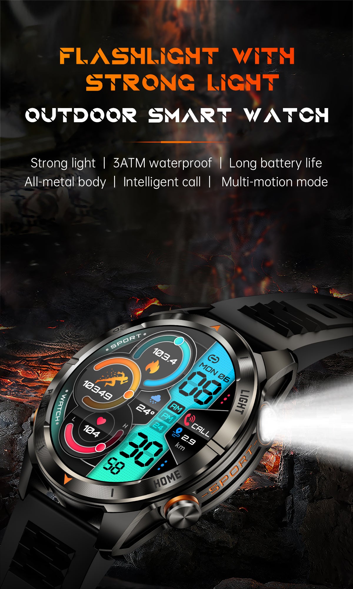 SENBONO KT80 Smartwatch 1.46-inch remote control camera full-screen touch heart rate blood oxygen pressure monitoring + exercise record + sleep / women's health management smartwatch