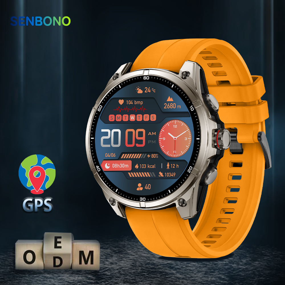 SENBONO FT66 Smartwatch 1.43-inch AMOLED screen GPS positioning flashlight 5ATM waterproof outdoor GPS smartwatch