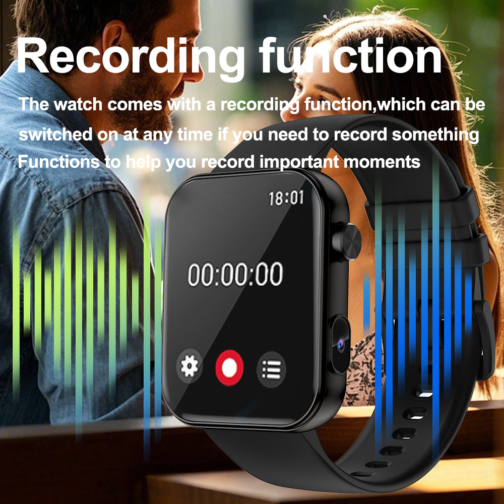 SENBONO P51 stylish Smartwatch can preview your phone's camera feed, is IP67 waterproof, allows remote photo taking, makes calls via Bluetooth, features over 100 sports modes, and supports video recording. It's a sports smartwatch.