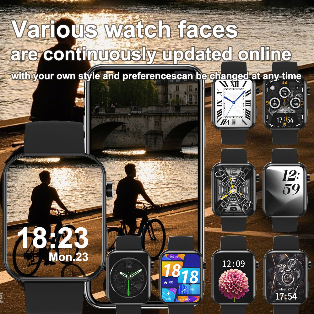 SENBONO P51 stylish Smartwatch can preview your phone's camera feed, is IP67 waterproof, allows remote photo taking, makes calls via Bluetooth, features over 100 sports modes, and supports video recording. It's a sports smartwatch.