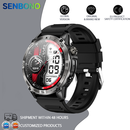 SENBONO smart watch HK08 GPS positioning air pressure compass bluetooth call message push large capacity battery men's outdoor smart watch