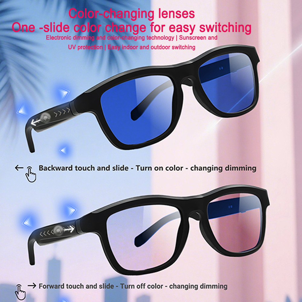SENBONO Smart translation glasses GV90 lenses slide to change color UV400 anti-dizziness unilateral magnetic charging answering and making calls playing music and remote control photography