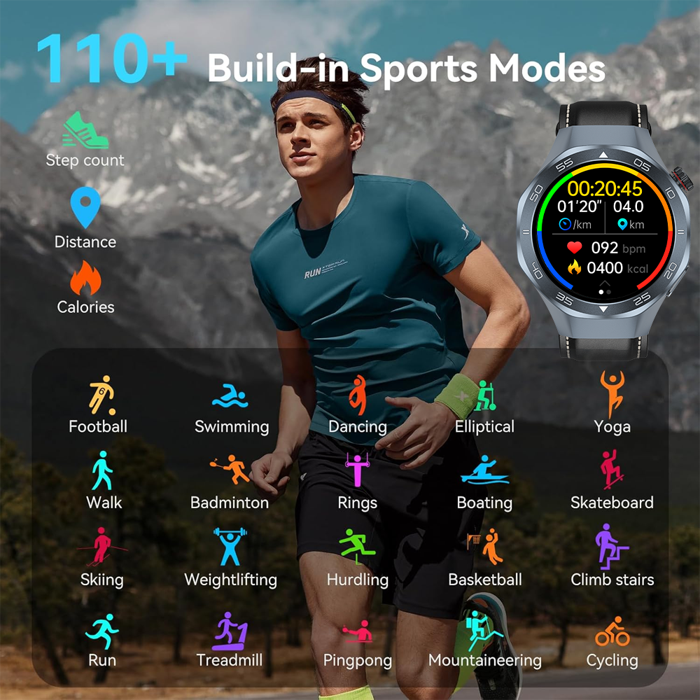 SENBONO Android Smartwatch damen C10 features GPS, a compass, wireless calling, heart rate and blood oxygen monitoring, multiple sports function modes, and a 1.53-inch IPS HD screen suitable for outdoor use.