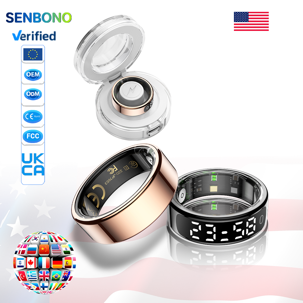 SENBONO R13 Smart Ring, Stainless Steel, Bluetooth 5.3, Health Monitoring, Gesture Interaction, Sleep Monitoring, Somatosensory Gaming, 5ATM Waterproof, High-End Fashion Smart Couple Ring