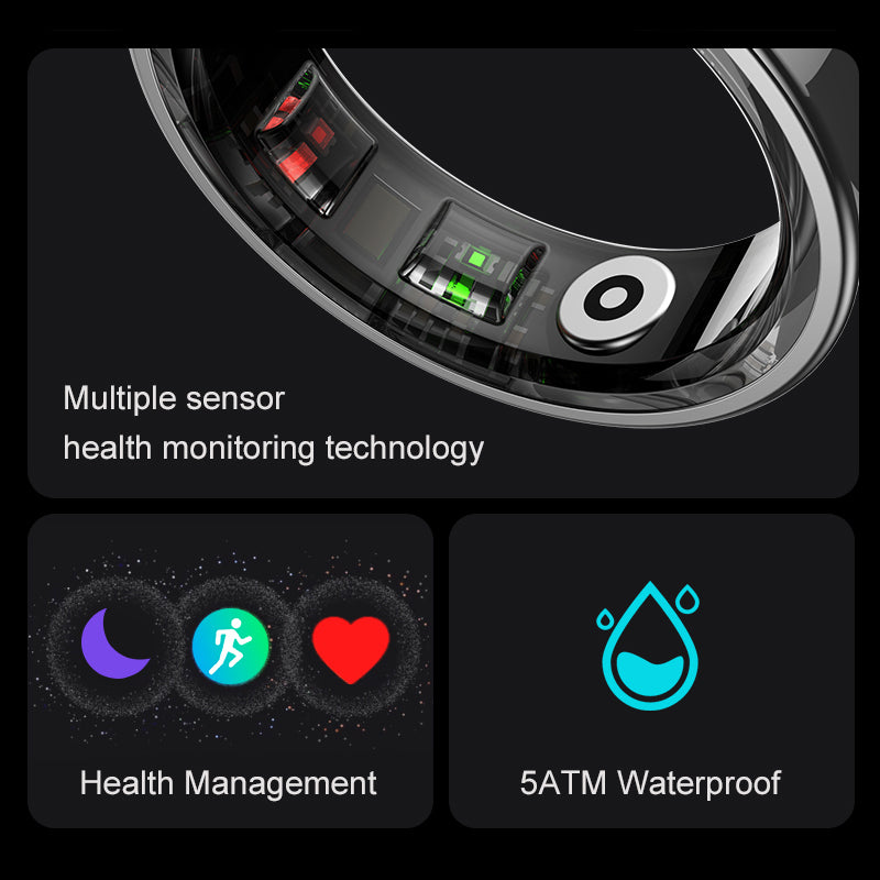SENBONO R09 Smart Ring Health & Fitness Tracker with Heart Rate, Sleep Monitoring 5ATM Waterproof for Android & iOS
